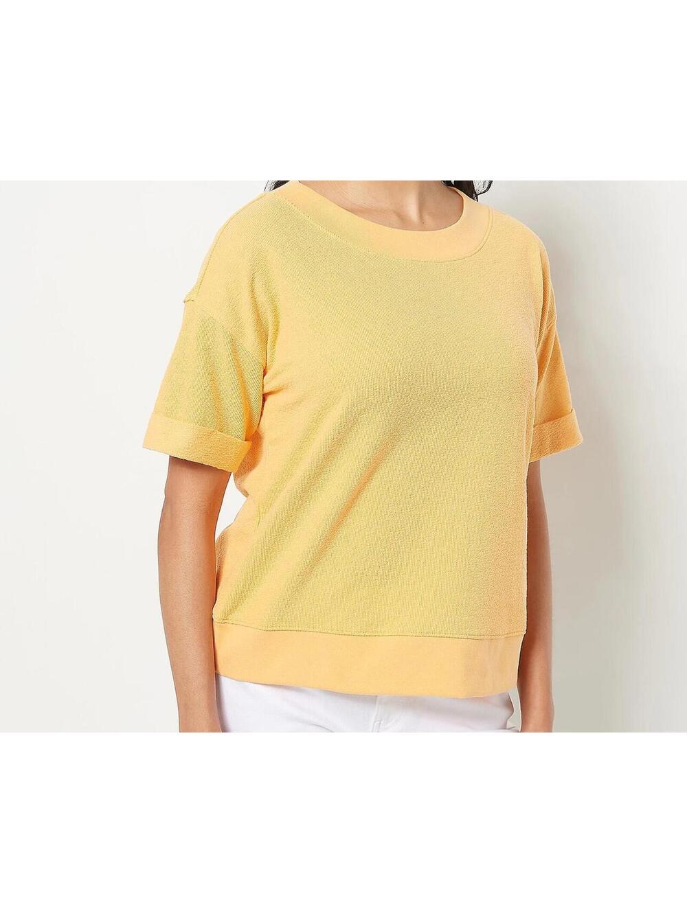 2881 Candace Cameron Bur Short-Sleeve Heathered V-Neck Tee APRICOT sz S